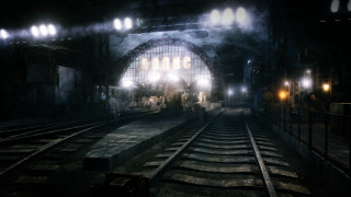 Train station dark person flashlight - a flashlight free wallpaper