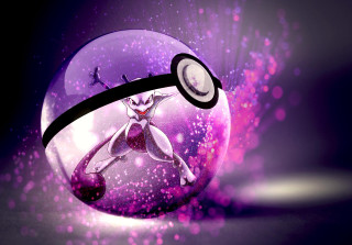 Cartoon character glass ball purple - a white cat free wallpaper