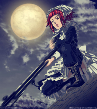 Red haired maid gothic moonlight - full free wallpaper