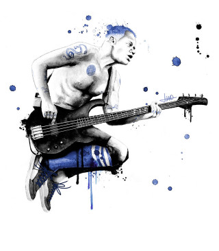 Woman guitar blue splat shock - a guitar free wallpaper