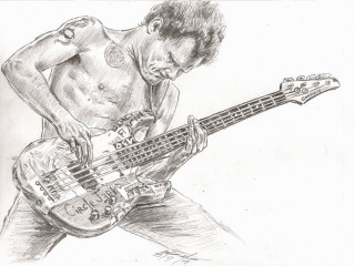 Man playing bass guitar shirt - a pencil sketch free wallpaper