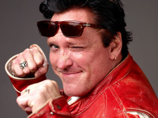 Man red leather jacket sunglasses - his fist free wallpaper