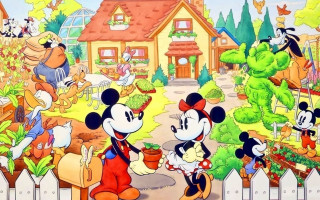 Mickey minnie garden house person - carl barks free wallpaper
