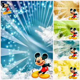 Mickey mouse cartoon blue yellow - abstract art free wallpaper