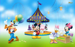 Mickey minnie carnival carousel cartoon - pixar and disney animation free wallpaper