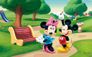Mickey minnie mouse park bench 2 - pixar and disney animation free wallpaper