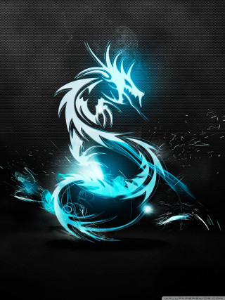 Blue dragon black background blue 2 - dragon art free wallpaper