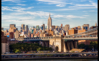 Bridge city background river crossing - ashcan school free wallpaper