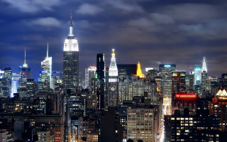 City skyline night lights buildings 4 - night free wallpaper