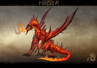 Red dragon orange flames back - its back leg free wallpaper