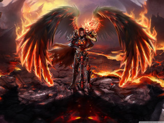 Man fire wings flames lava - a fire free wallpaper