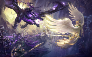 Winged creature attacking demon battle - creature free wallpaper