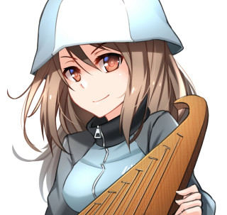 Girl hat holding harp smiling - the camera free wallpaper