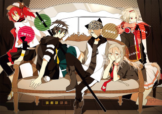 Anime characters couch sword woman - their hand and a woman free wallpaper