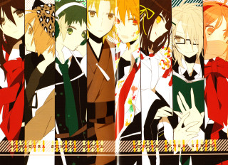 Anime characters group colorful wall - a background free wallpaper