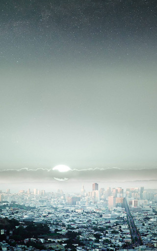 Cityscape bright sun distant object - city background free wallpaper