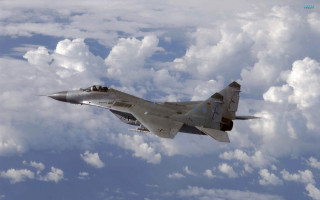 Fighter jet cloudy sky blue - anton graff free wallpaper