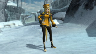 Woman yellow black outfit snowy - a snowy area free wallpaper