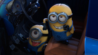 Minions car arms around bowtie - wheel free wallpaper