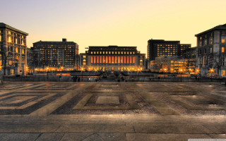 Large building square lights background 2 - a building in the background free wallpaper