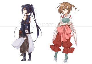 Anime characters long hair portrait 2 - two anime character free wallpaper