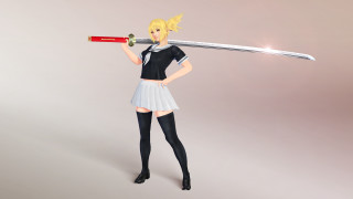 Woman short skirt sword blade - 3 d model free wallpaper