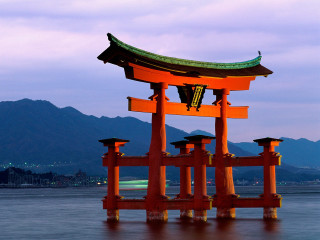 Orange structure water mountain range - water next free wallpaper