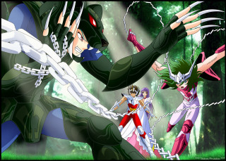Anime characters forest chains hands - a group of anime characters free wallpaper