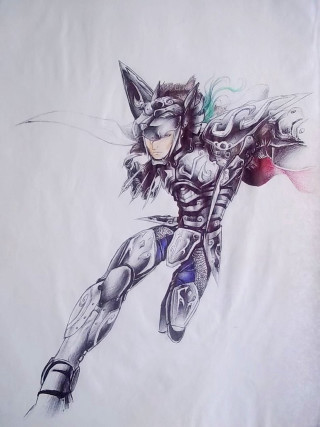 Cat woman suit sword armor - her back free wallpaper