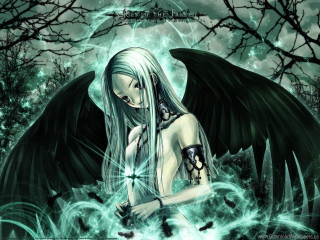 Woman black wings tree lightning - black wing free wallpaper