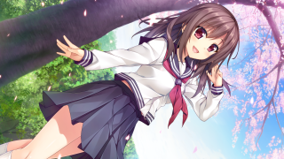 Girl school uniform tree pink - a purple ribbon free wallpaper