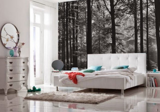 Bedroom wall mural trees bed 3 - modern free wallpaper