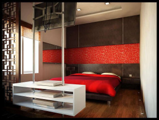 Bedroom bed mirror red blanket - ding yunpeng free wallpaper