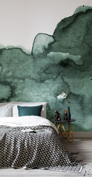 Bedroom green watercolor wallpaper black - a bedroom free wallpaper