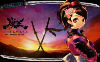 Woman kimono sunset painting sword - sōsaku hanga free wallpaper