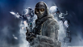 Soldiers guns foggy smoke scene - their hands in free wallpaper