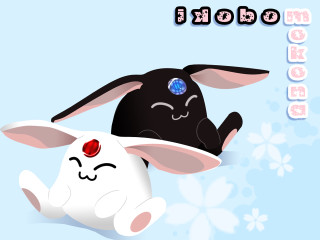 Rabbit bunny blue background hello - baiōken eishun free wallpaper for desktop