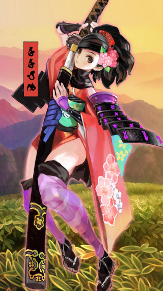 Woman kimono sword wine mountain - a mountain in the background free wallpaper