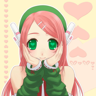 Girl green eyes green hat - computer art free wallpaper
