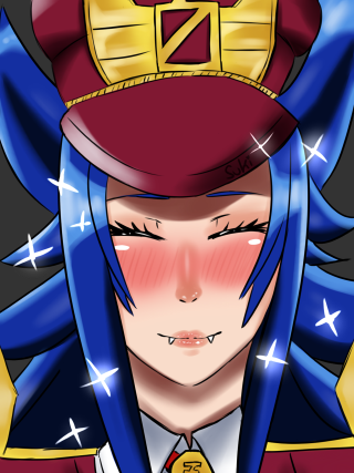 Cartoon character blue hair red 2 - a red hat free wallpaper