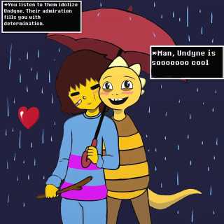 Cartoon man woman umbrella rain - free valentines wallpaper