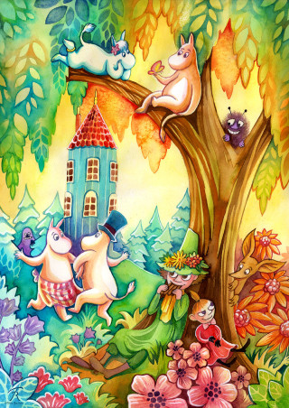 Tree animals house trunk cat - storybook illustration free wallpaper