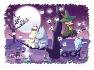 Witch friends tree branch moonlight - full free wallpaper for desktop