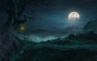 Dark forest full moon gothic - full free wallpaper for desktop