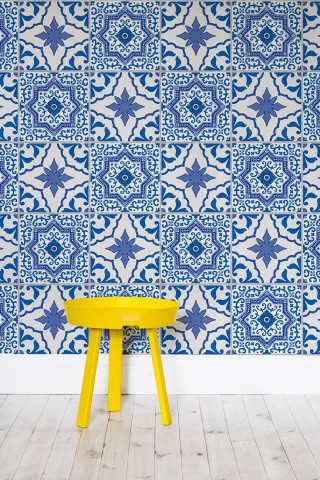 Yellow stool blue white wallpaper - feature free wallpaper