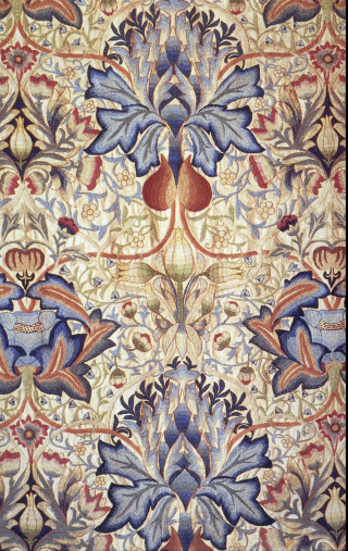 Ornate blue red design white - a flemish baroque free wallpaper