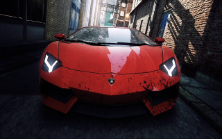 Red sports car alley brick 2 - a brick wall behind free wallpaper