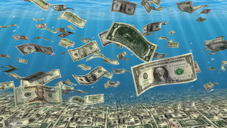 Money floating ocean floor blue - neoism free wallpaper