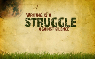 Grungy writing struggle against silence 2 - side of a wall free wallpaper