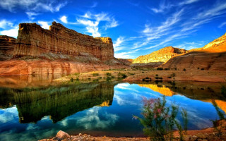 Lake mountains blue sky clouds 25 - bob thompson free wallpaper